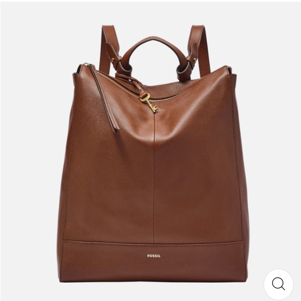 Fossil Brown Leather Backpack